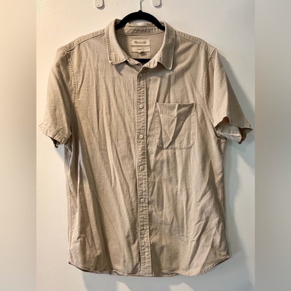 Madewell Men's Casual Beige Button Down Shirt